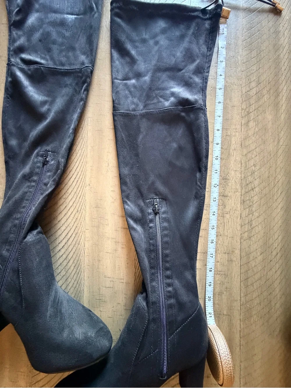 Yoki Black Over the Knee Stretch Boots Block Heel Size 9